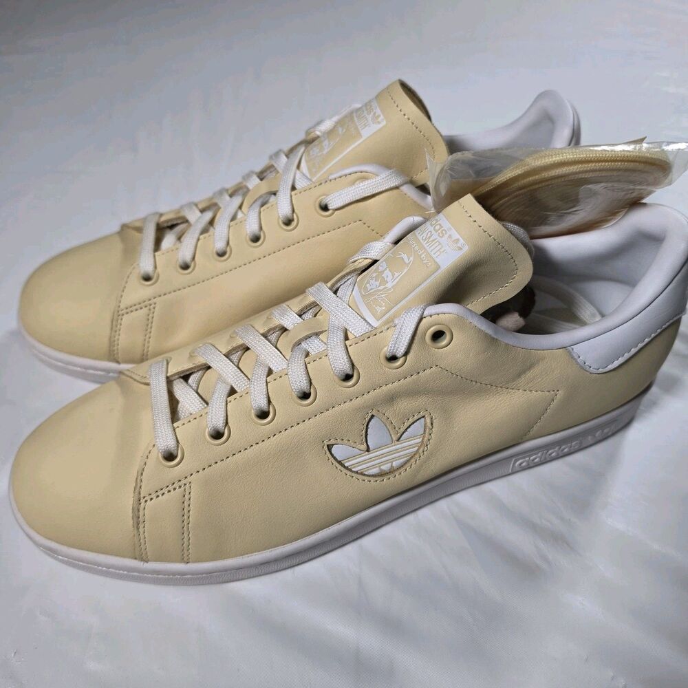Adidas Mens Stan Smith BD7438 Light Yellow Lace Up Sneakers Shoes Size 11.5 NEW